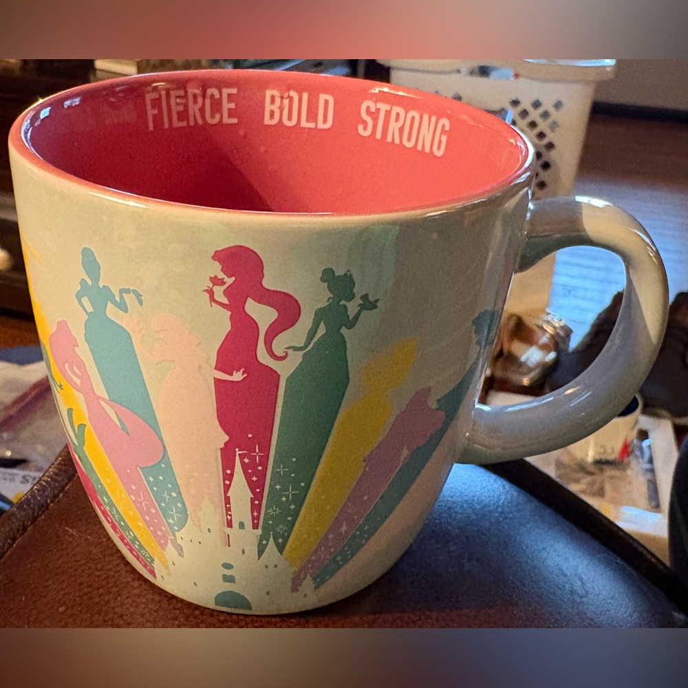 Disney Princess Mug – Fantasyland Castle "Fierce, Bold, Strong"  Holds 15 oz